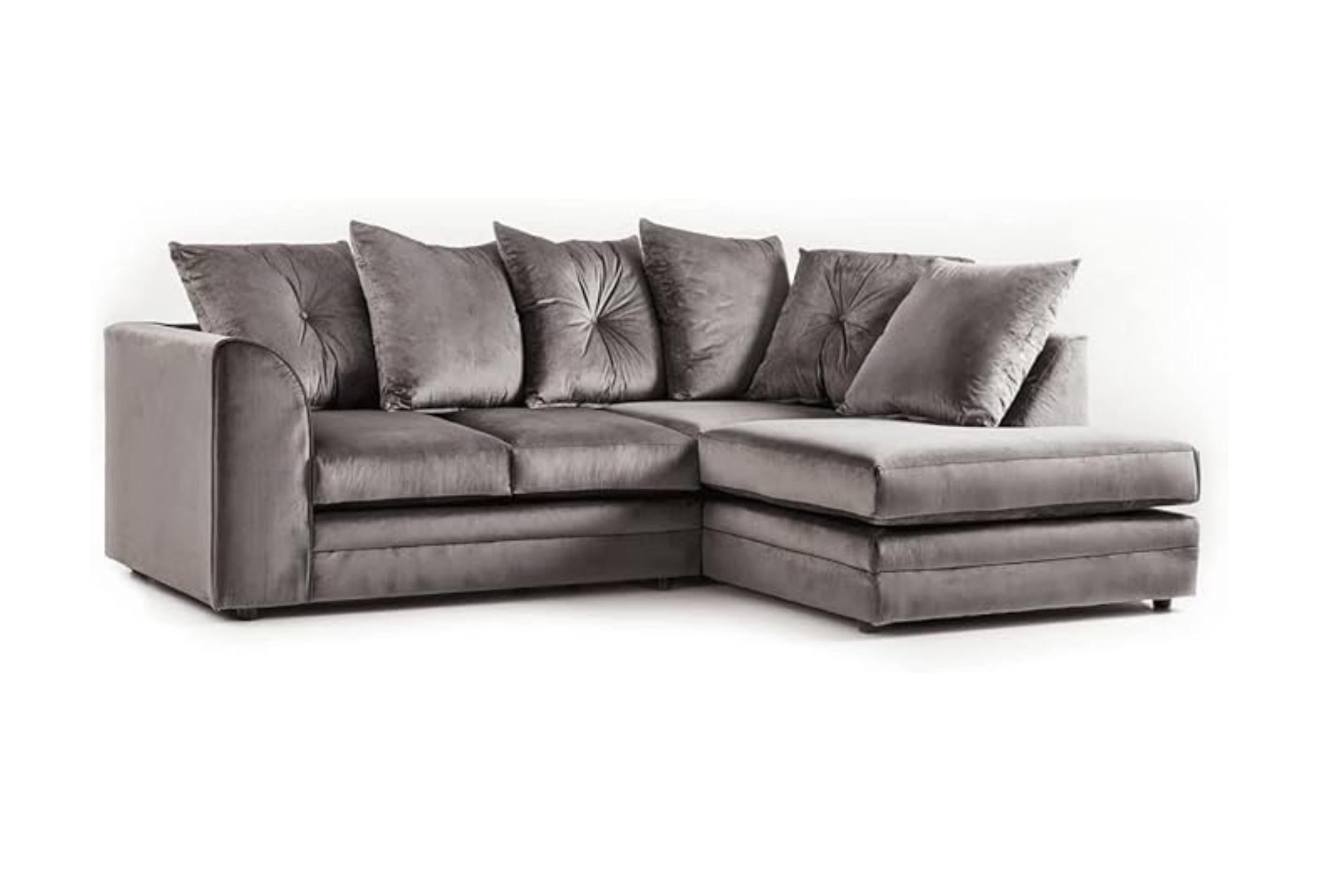 Dylan Plush Velvet Corner Sofa in Grey